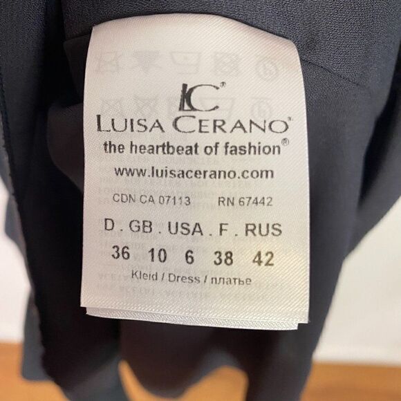 Luisa Cerano Navy Blue Draped Boat Neck Silk Blend Midi Dress - Picture 8 of 9